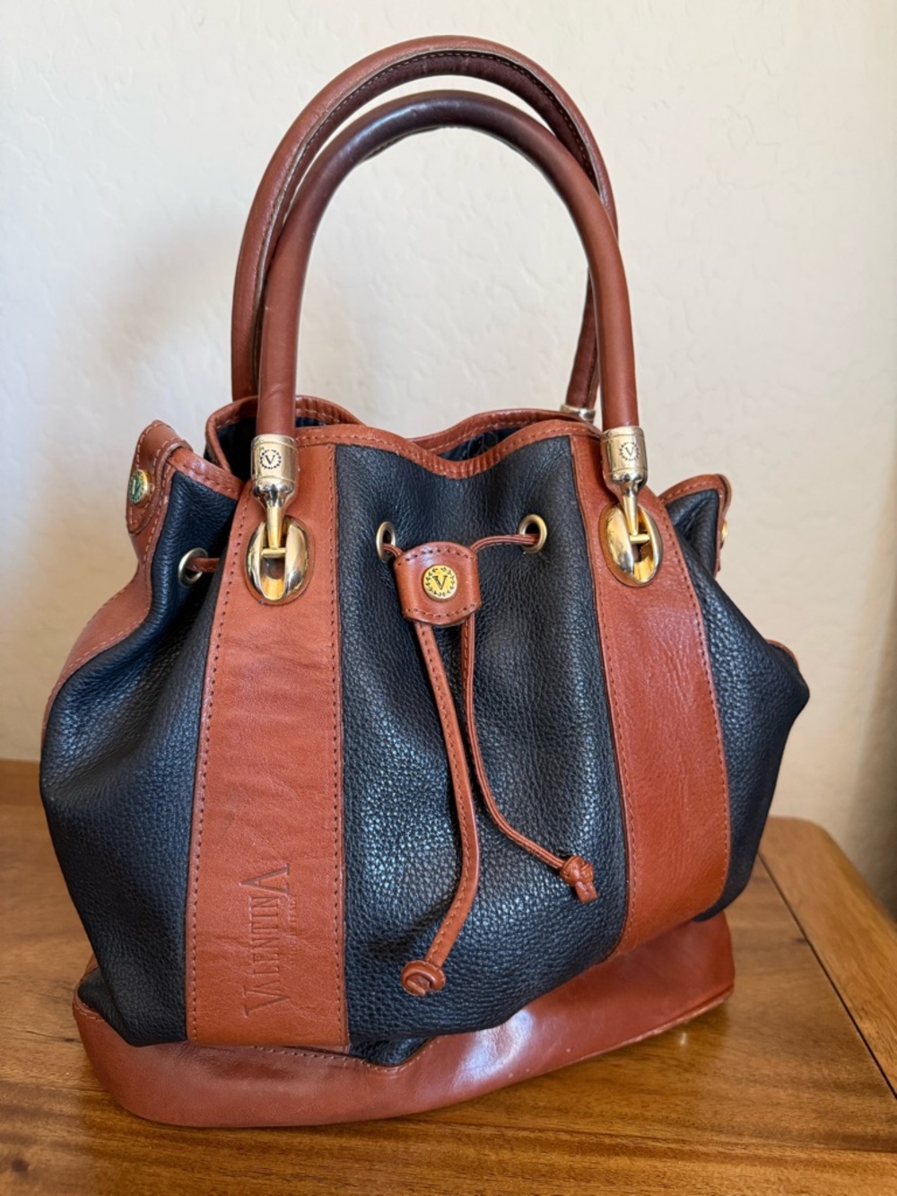 Valentina Italian leather bucket bag